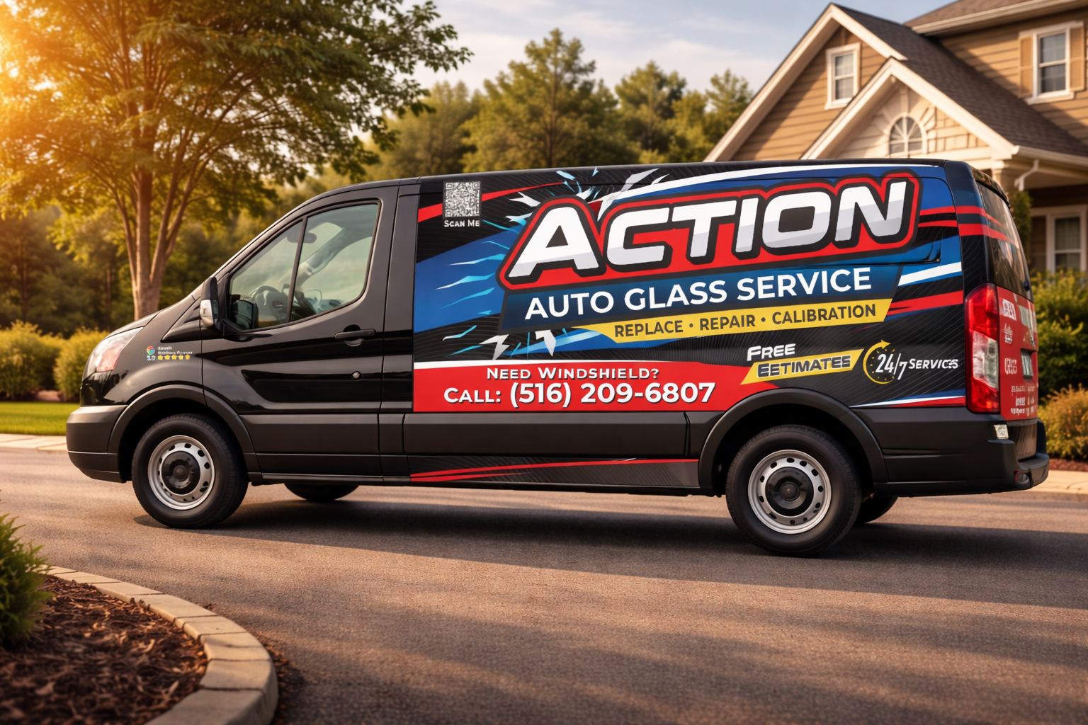 Action Auto Glass Service Van - Professional mobile auto glass repair in West Hempstead, NY